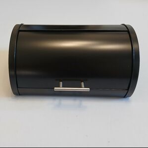 NFS Steel Breadbox Food Storage Kitchen Countertop with Roll Up Lid Black Metal